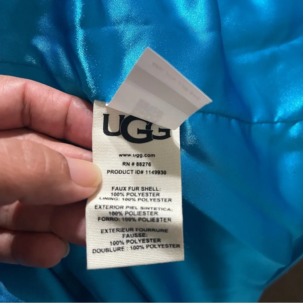 NWT UGG Alesandra Faux Fur Sherpa Teddy Long‎ Wrap Coat in Night Sky